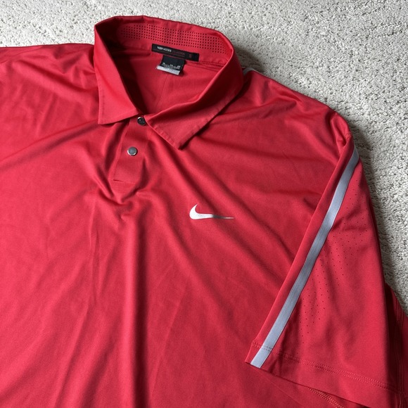 Men's Nike Tiger Woods Dri Fit Performance XL Red Short Sleeve Polo Shirt Vented - Picture 1 of 7